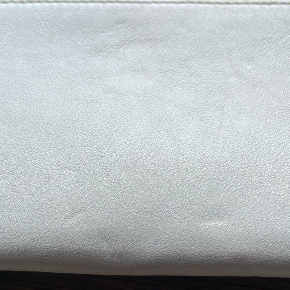 Authentic Coach White Black Genuine Leather Wallet Clutch Blue Lining - Picture 7 of 10
